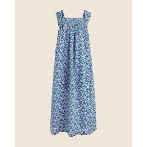 J.Crew Cotton voile ruffle-trim shift dress in cobalt floral L
